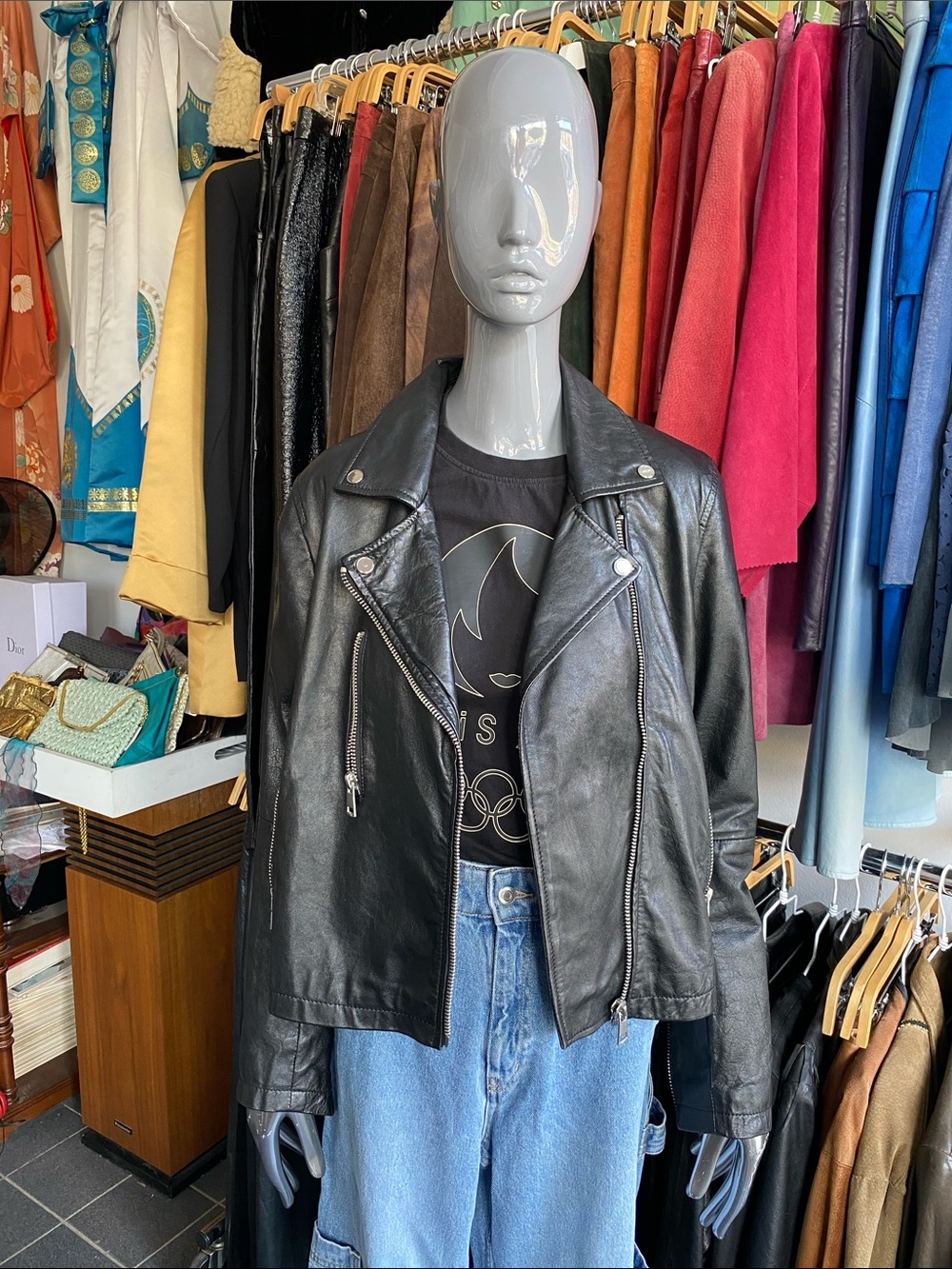 Barneys Originals Leather Moto Jacket, S / M